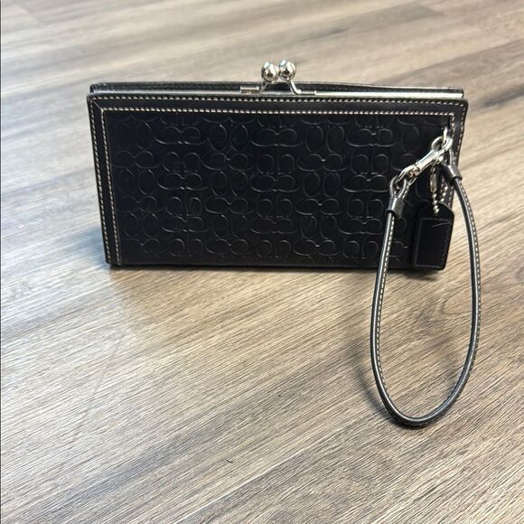 Vintage Coach Signature Black Clutch/Wristlet - Picture 1 of 9